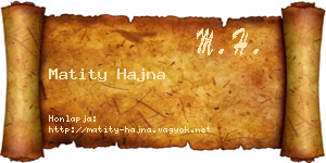Matity Hajna névjegykártya
